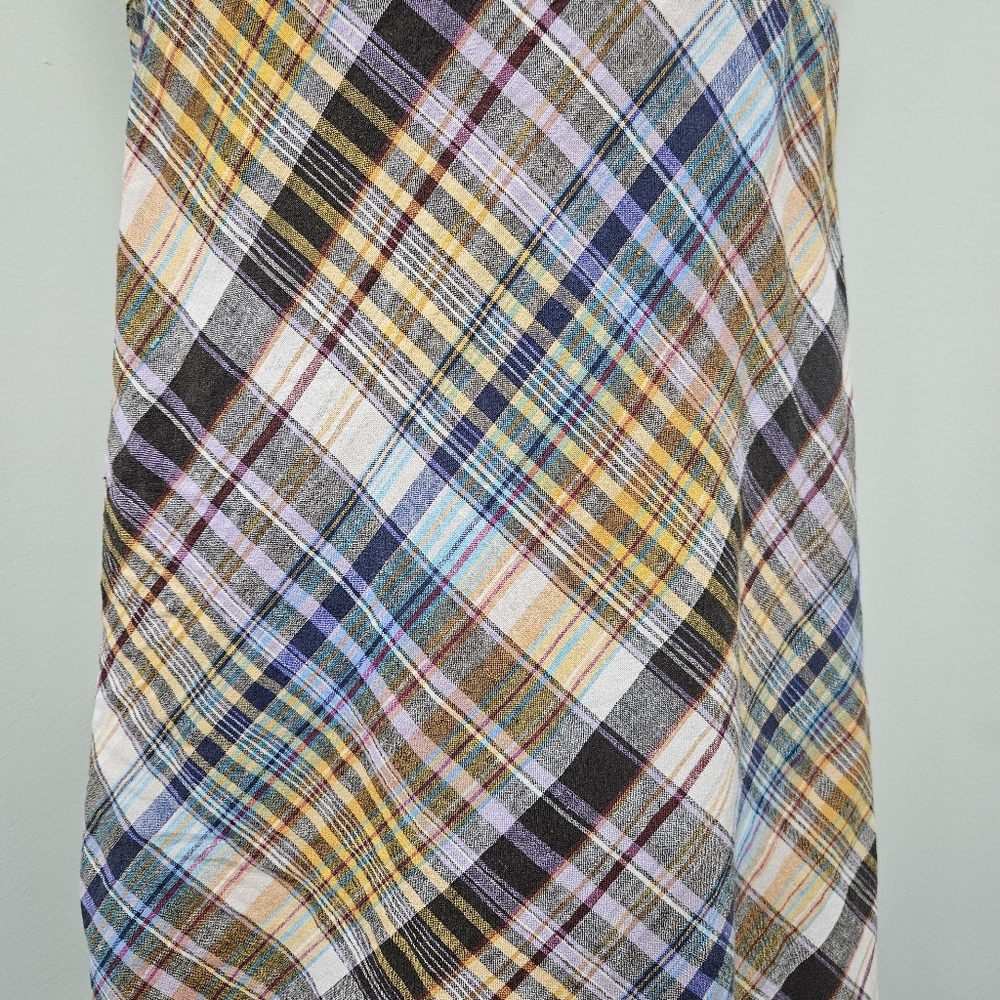 Old Navy Plaid Earthy Spring Dress Bias Cut Preppy Y2K Retro Brown Yellow - Picture 5 of 12